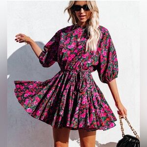 Aakaa Women’s It Just Blooms Mini Dress - Size L / Brand NWT / 100% Cotton